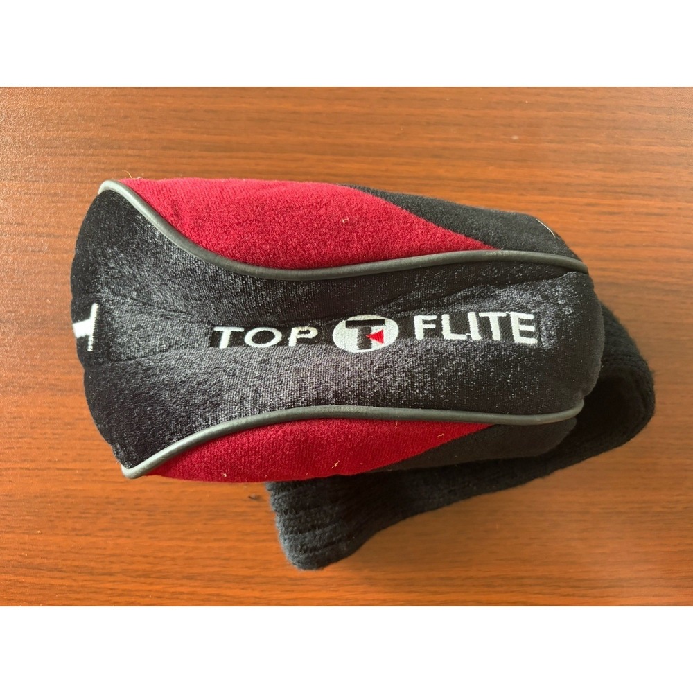 Vintage Top Flite Driver Headcover Golf Club Cover Black Red‎ Sock